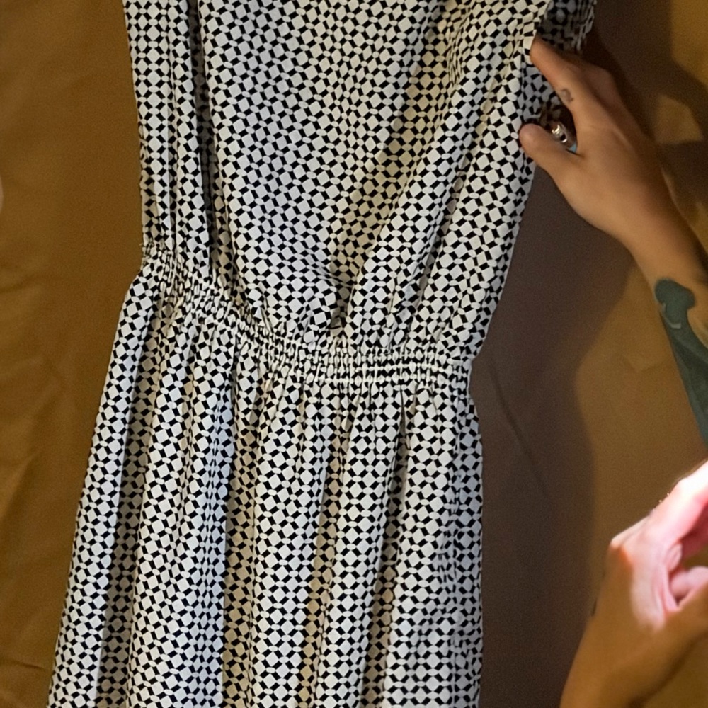 Catherine Malandrino Black and White Geometric Midi Dress